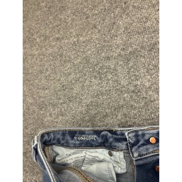 376 American Eagle Tomgirl Jeans Women's 4 Destroyed Blue Denim Button Fly Mid - Picture 9 of 10